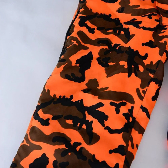 Vintage Winchester Neon Orange And Black Outdoor Camo Print Lined Overalls Med - Picture 7 of 16